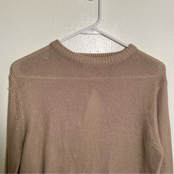 Zara Knit Crewneck Sweater Beige Open Back M - Picture 2 of 9